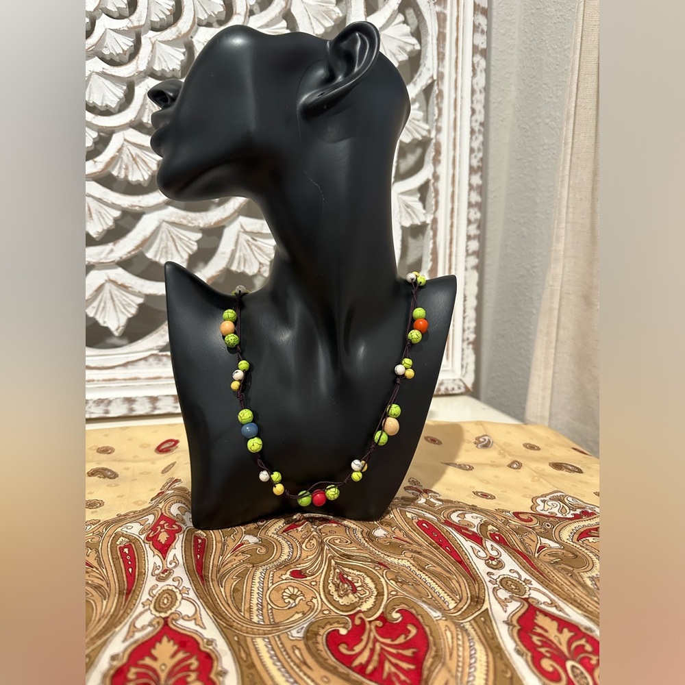 MULTICOLOR NECKLACE WITH MATCHING EARRINGS HANDMADE JEWELRY